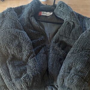 Cozy Gray Faux Fur Jacket